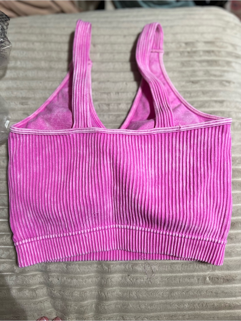 Pink Ribbed V-Neck Bralette - Picture 2 of 4